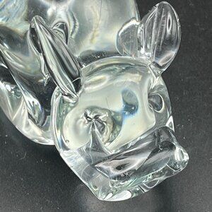 Crystal Hippo Figurine Paperweight // Clear Glass // 2.5" Tall